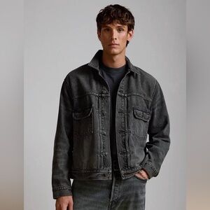 AE77 American Eagle Premium Slim Fit Denim Trucker Jacket Grey Men's Size Large